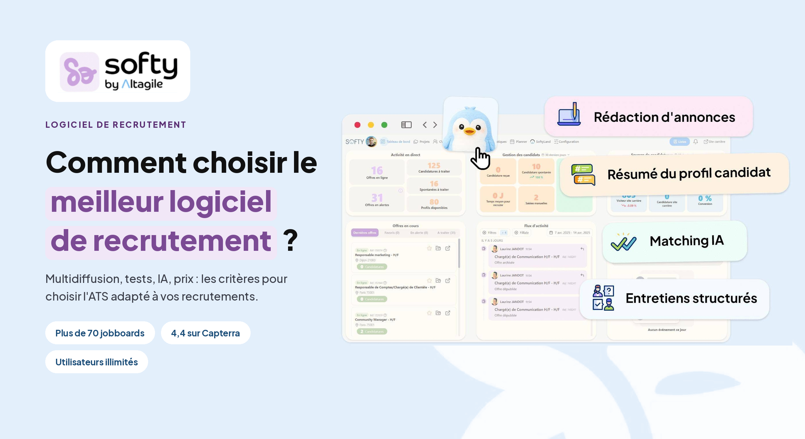 apercu de la gestion des candidatures Softy