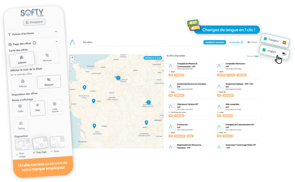 site carrière de l'outil de recrutement softy